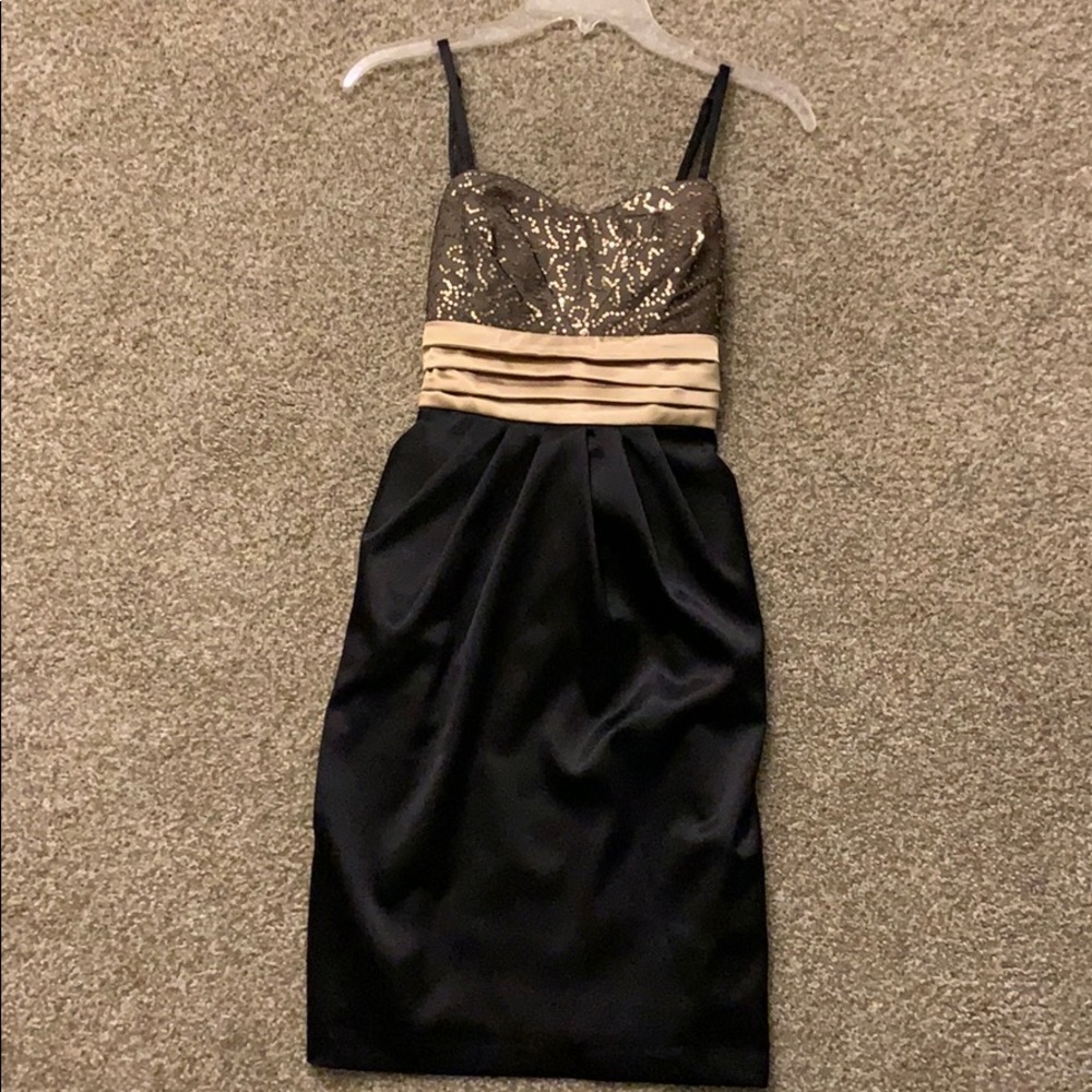 Black and gold strapped dress